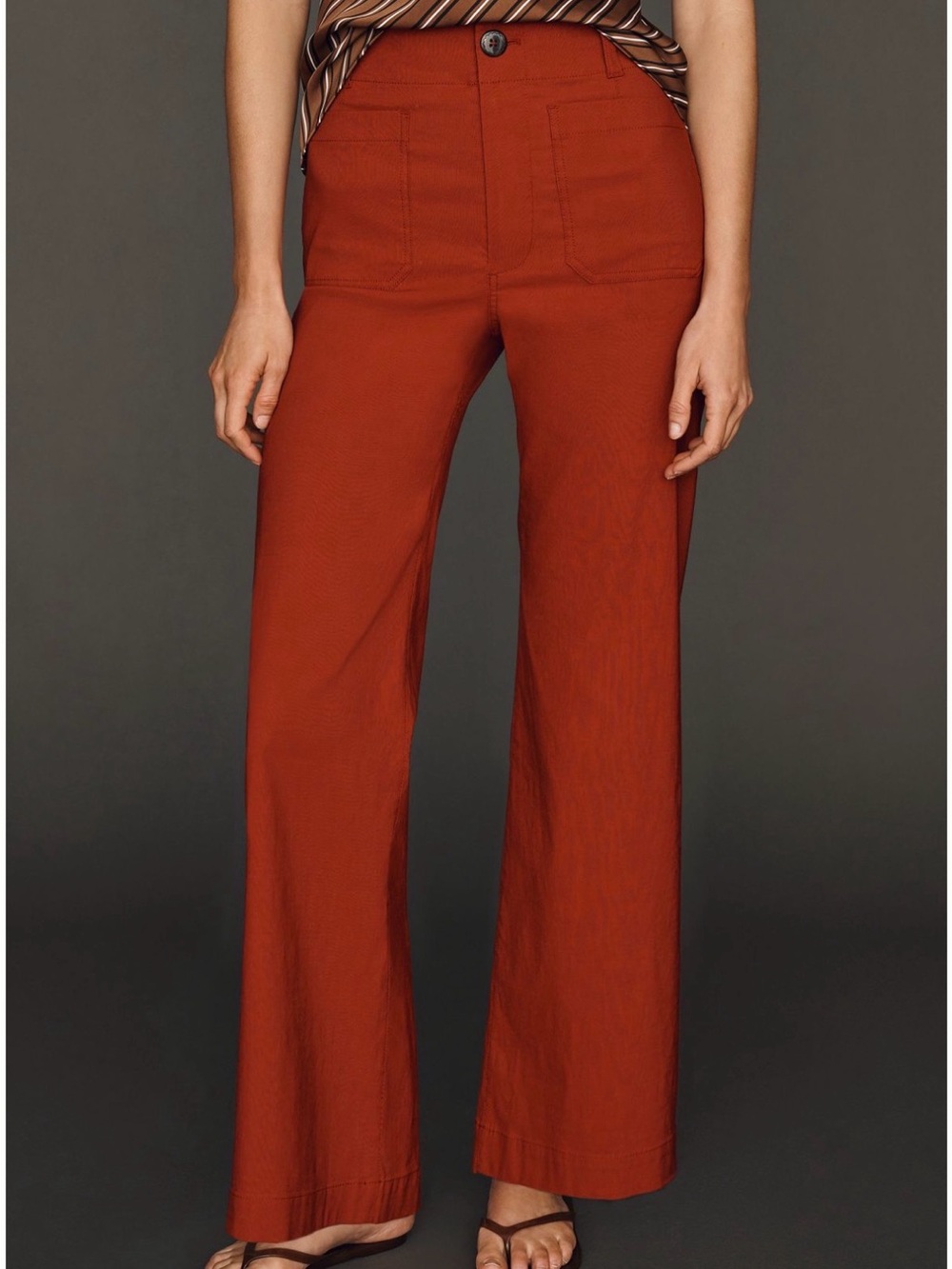 NWT Anthropologie Maeve Colette Magic Fabric Full Length Pants Rythmic Red 27